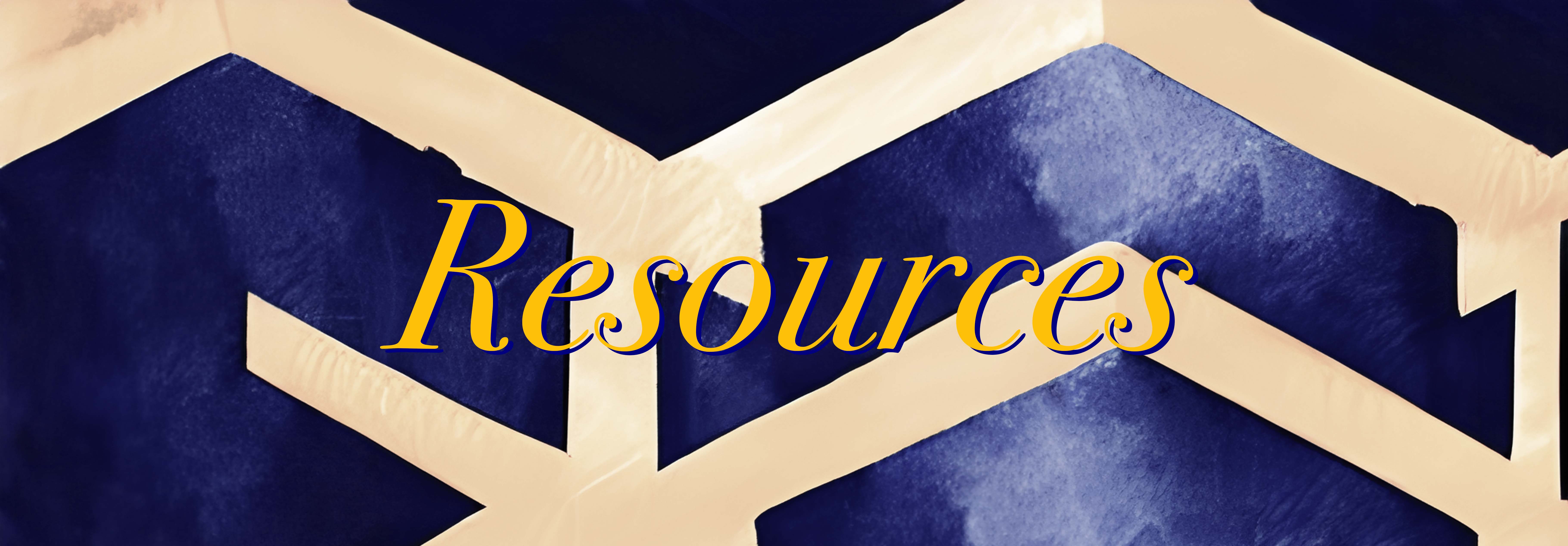 The word Resources on a blue and yellow watercolor background